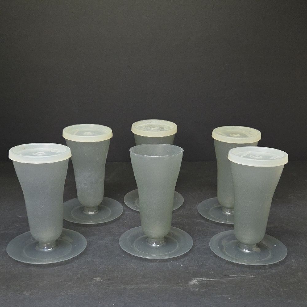 Vintage Tupperware Cups 754 Tall Sundae Parfait Set‎ Of 6 Smoke Gray